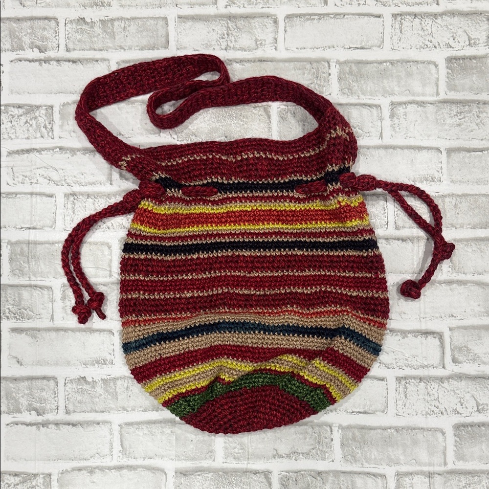 Colorful Striped Knit Shoulder Bag